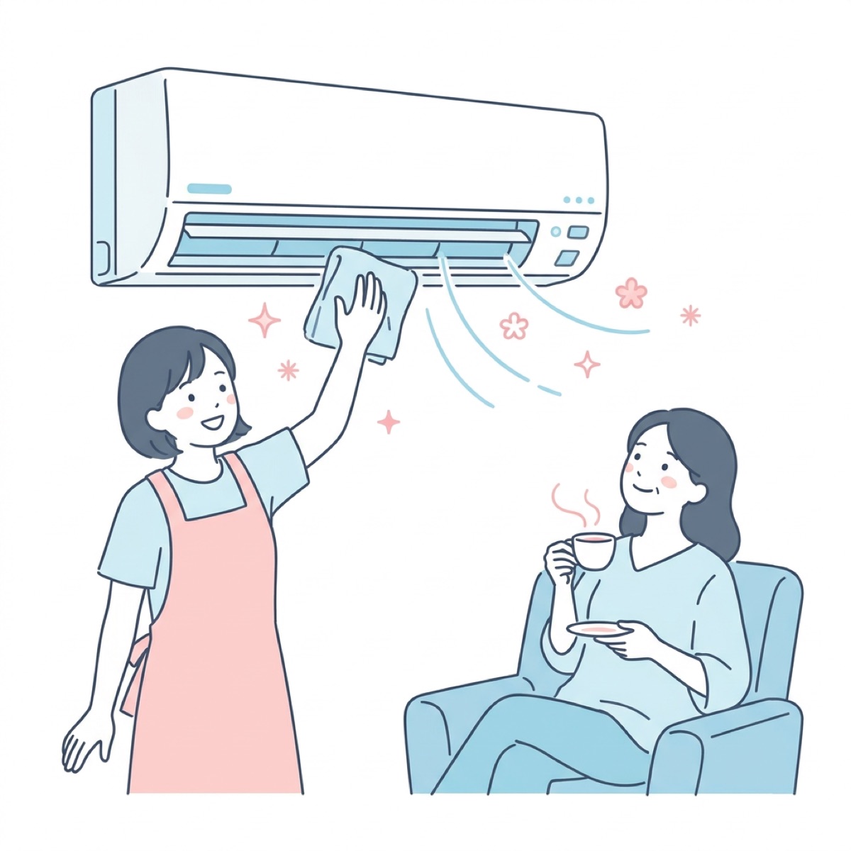つらい掃除から解放されるイラスト