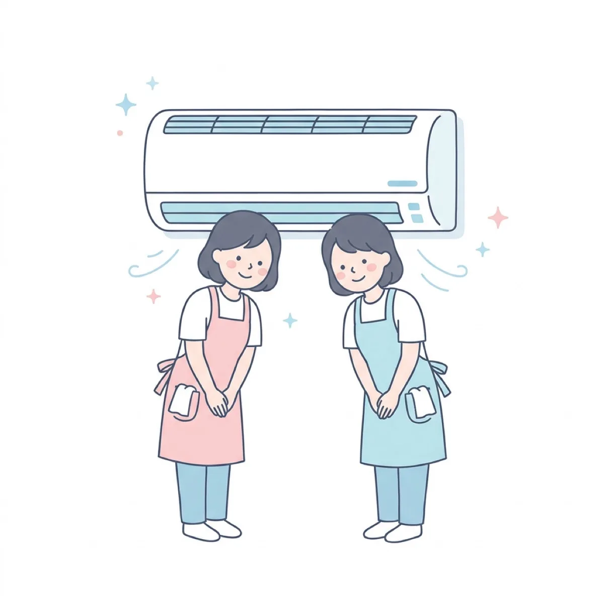 女性スタッフによるエアコンクリーニング