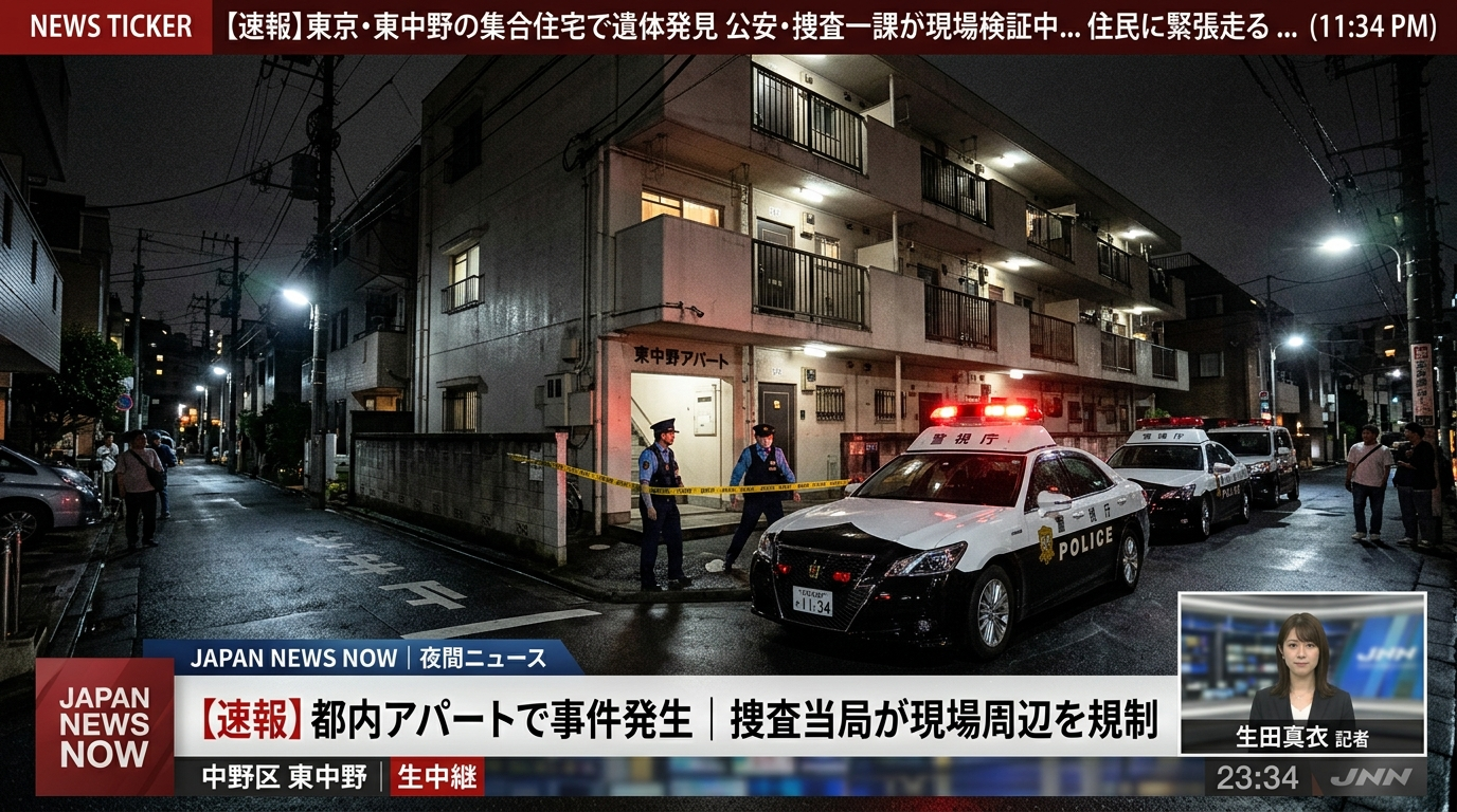 夜間の警察出動現場のイメージ