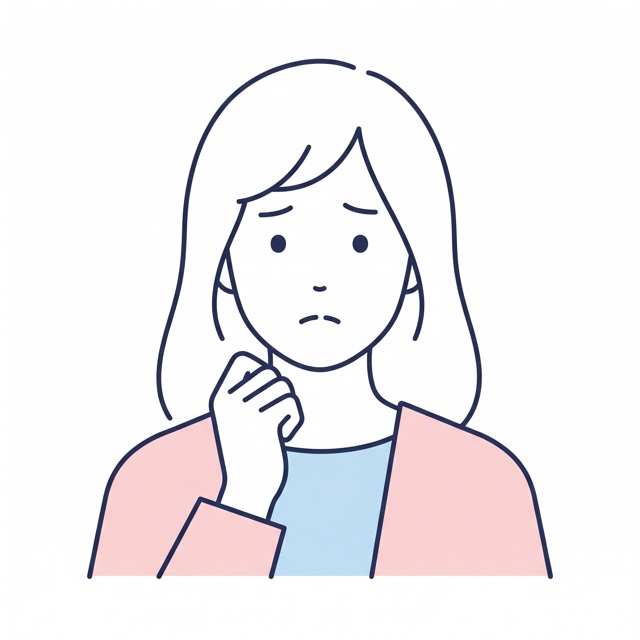 不安そうな女性のイラスト