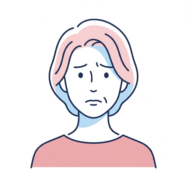 不安そうな女性のイラスト