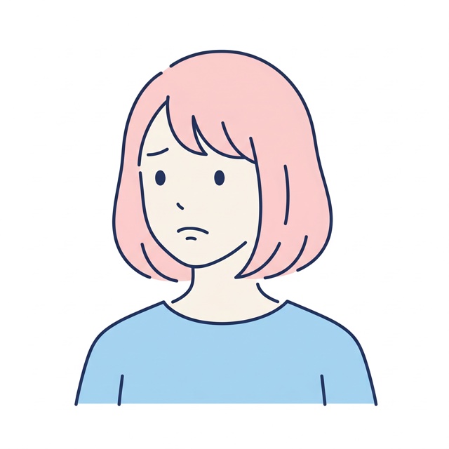 不安そうな女性のイラスト